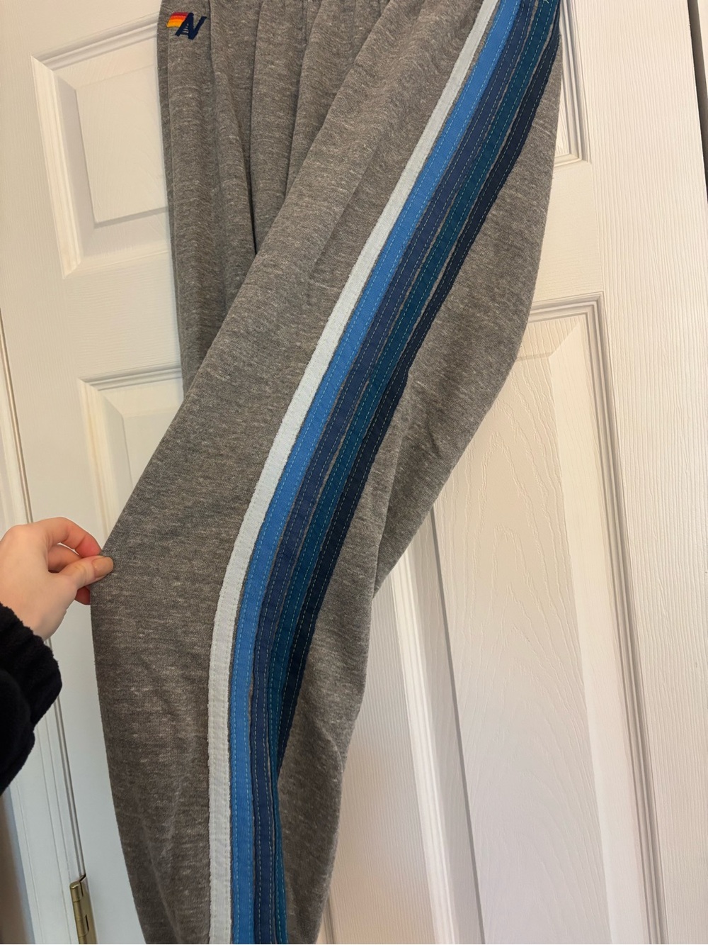 Aviator Nation Grey Sweatpants with Blue Stripes